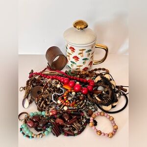 Big cup whit mushrooms Boho / Ethnic Jewelry bundle